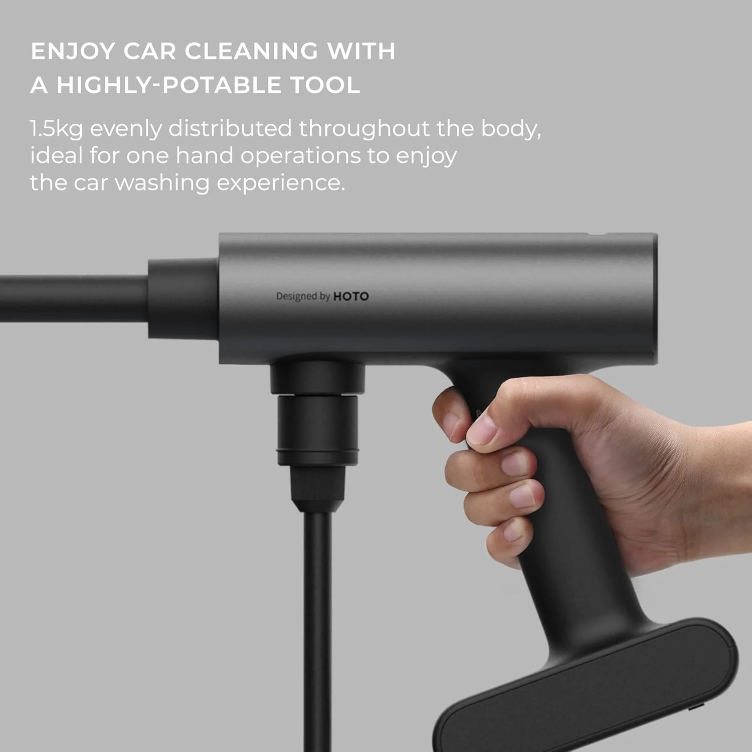 HOTO 20V Cordless Power Washer Pro, Portable Power Cleaner, USB-C Rechargeable, 5-in-1 Nozzle, 2.5Ah Battery, 290 Psi for Washing Car/Fence/Floor Cleaning/Watering (HTT0023EU / QWXCJ002) - Image 3
