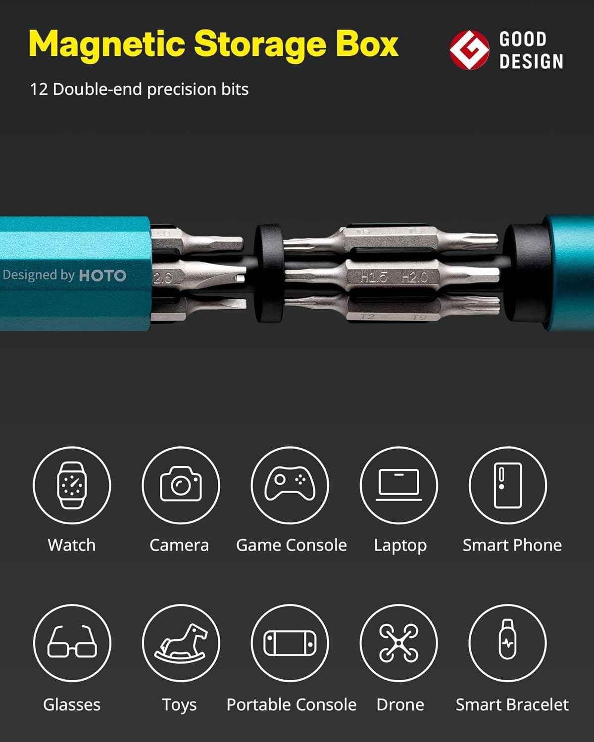 HOTO 24 in 1 Multi Bit Mini Screwdriver Set Magnetic, Manual Precision Screwdriver Set, EDC Pen Screwdriver for Eyeglasses, Electronics, Watches, Phones, Laptops, Cameras(QWLSD004) - Image 9