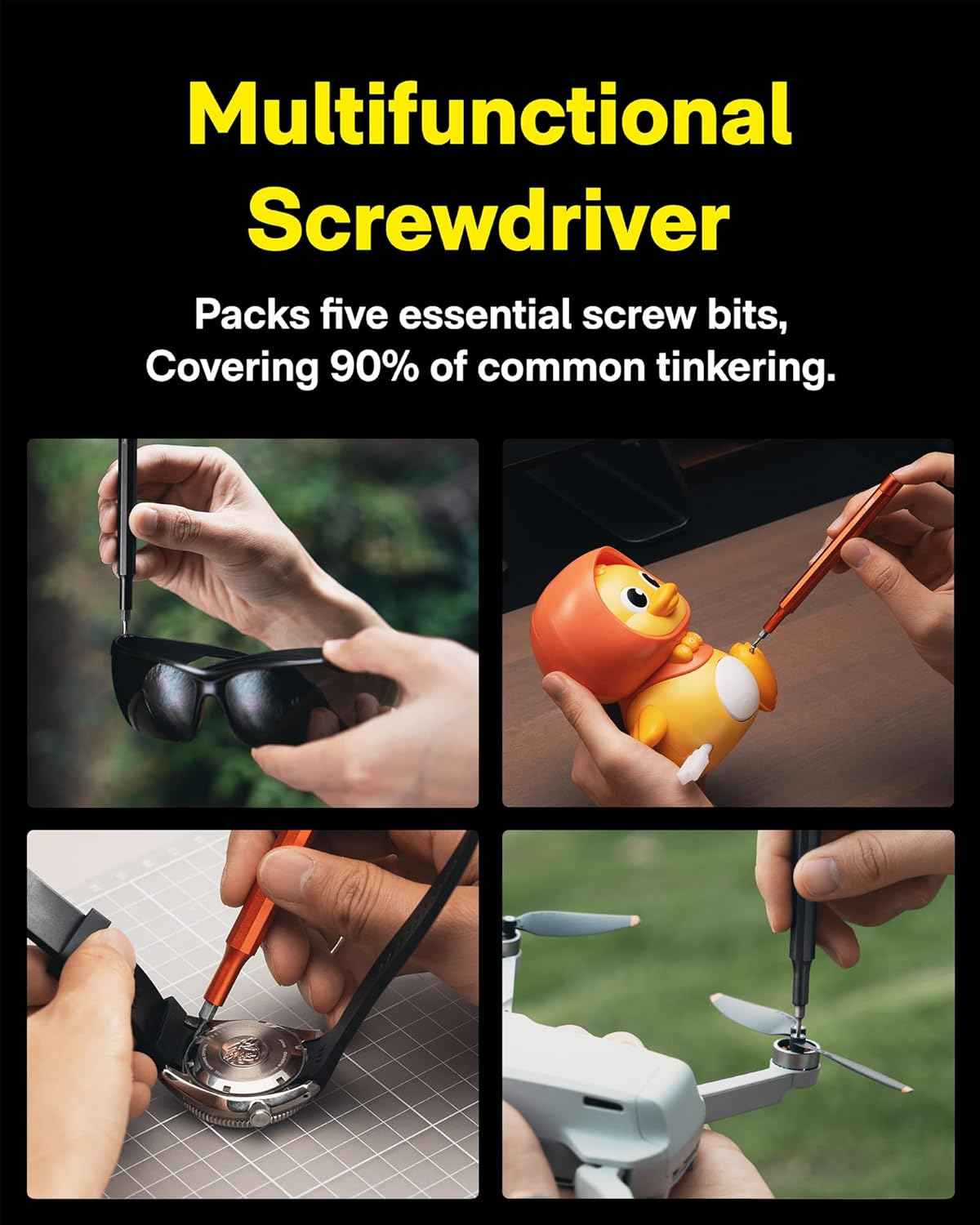 HOTO 5-in-1 Multitool Mini Screwdriver Set | Lightweight Pocket Precision Screwdriver with Magnetic Bits – Portable EDC Tool for Eyeglasses, Electronics & Small Repairs (QWLSD013) - Image 3