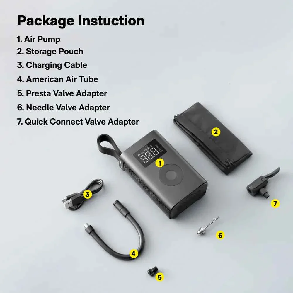 HOTO Air Pump Advance | Portable Electric Tire Inflator with Digital Pressure Gauge, Auto-Stop & 150 PSI – Cordless Air Compressor for Cars, Bikes, Motorcycles & Balls (HOE0011GL / QWCQA001 ) - Image 7