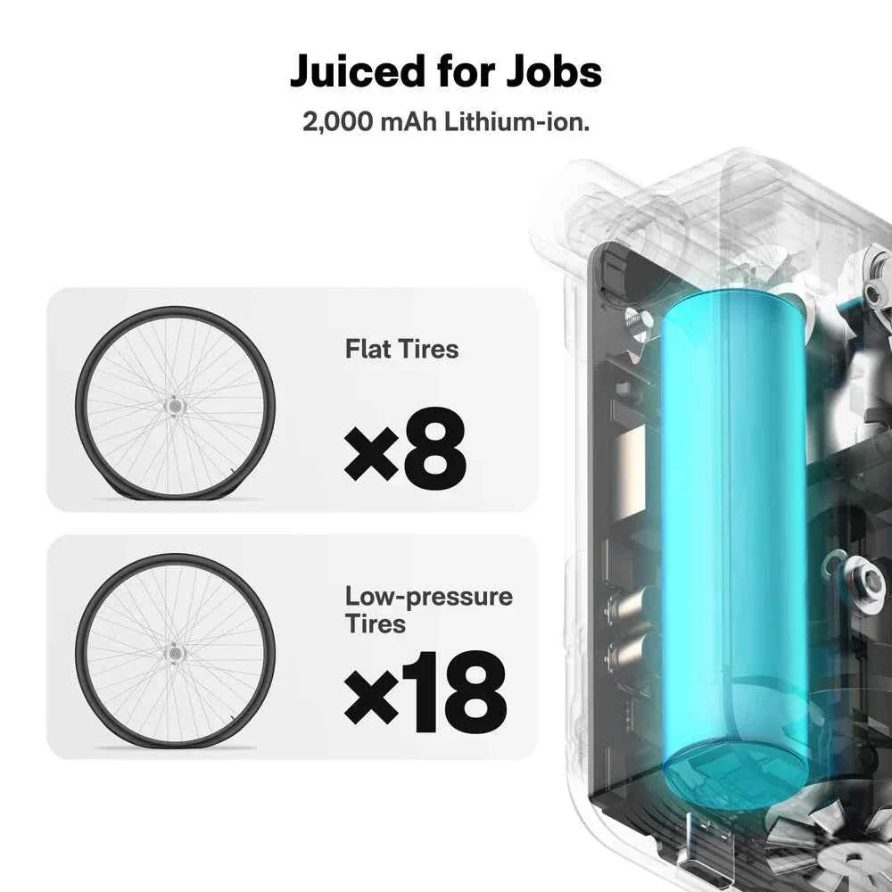 HOTO Air Pump Pocket – Compact Cordless Tire Inflator for Bikes & Motorcycles, Up to 150 PSI, 2,000 mAh Battery, Digital Display & Flick-Start Operation(HOE0013GL / QWCQA002) - Image 8