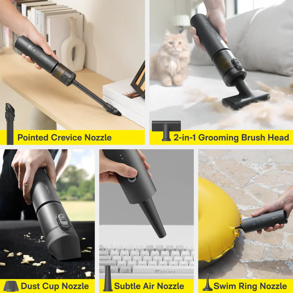 HOTO 4-in-1 Autocare Air Duster & Vacuum – Handheld 20,000 Pa Strong Suction, Blower/Inflator, Compact for Car, Desk & Home Use (HOE0020GL / QWCXA005) - Image 10