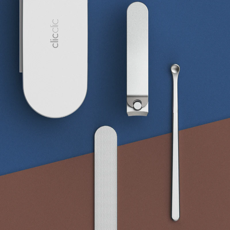 HOTO ClicClic 3-Piece Nail Clippers Set | Stainless Steel Portable Grooming Kit with Nail File & Ear Scoop – Compact & Travel-Friendly (CTT0001GL/QWZJD001) - Image 5