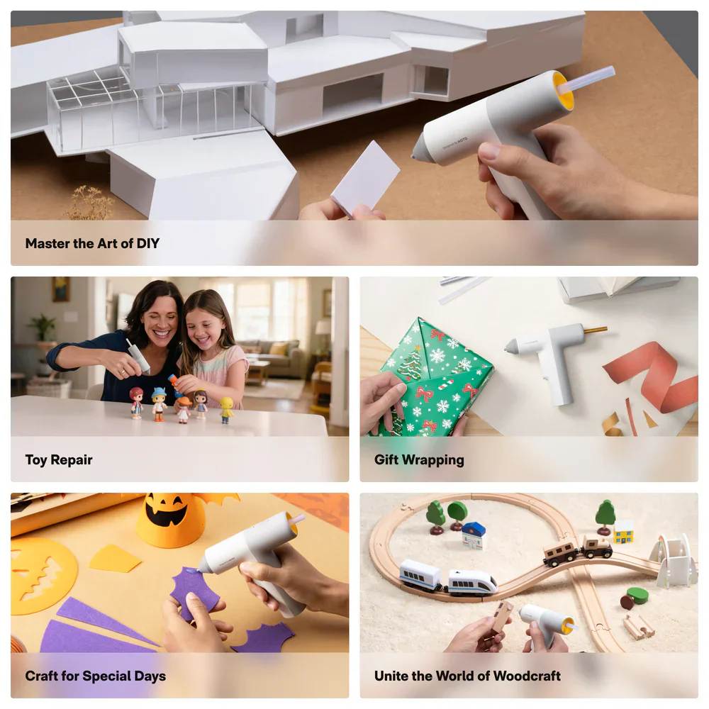 HOTO EasyFlow Cordless Hot Glue Gun – Fast Heating, USB-C Rechargeable, Precision Nozzle, Anti-Drip Design – DIY, Crafting & Repairs(HFE0006GL / QWRJQ002) - Image 8