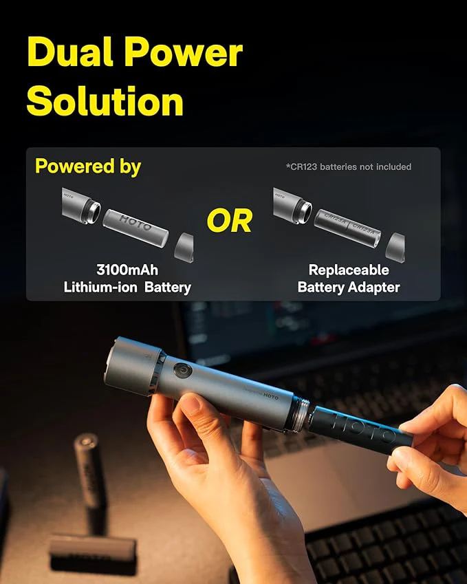 HOTO LED Flashlight High Lumens, Rechargeable Tactical Flashlight Super Bright, IP68 Waterproof(HOE0010GL/ QWSDT005) - Image 3