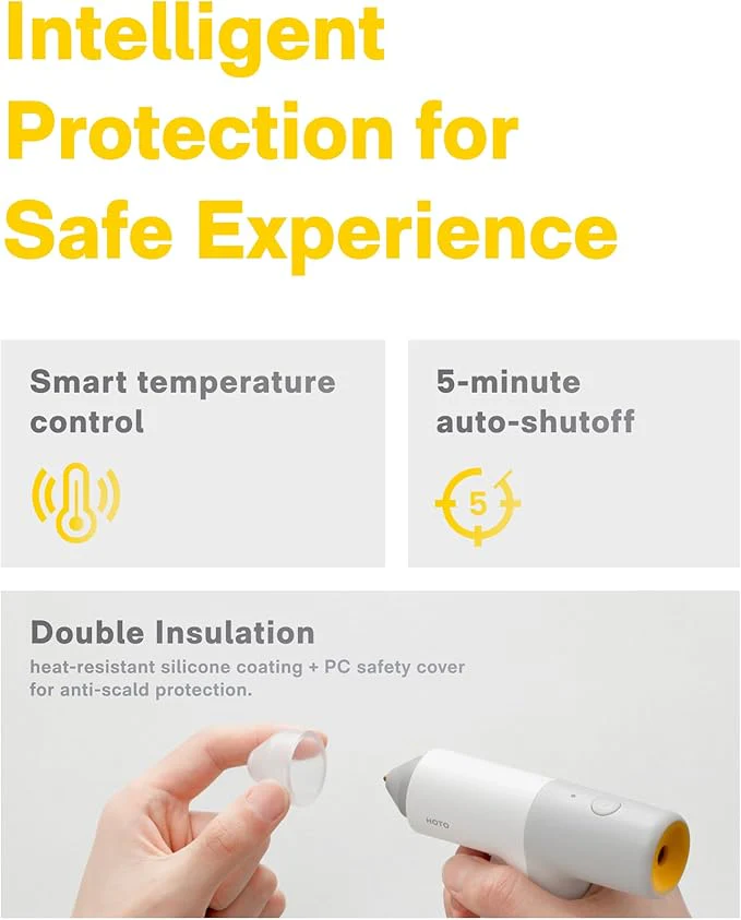 HOTO Lithium Glue Gun, Cordless Rechargeable Hot Melt Glue Gun with Fast Heating & Precision Nozzle | DIY, Crafts & Home Repair Tool (HTE0003GL / QWRJQ001) - Image 7