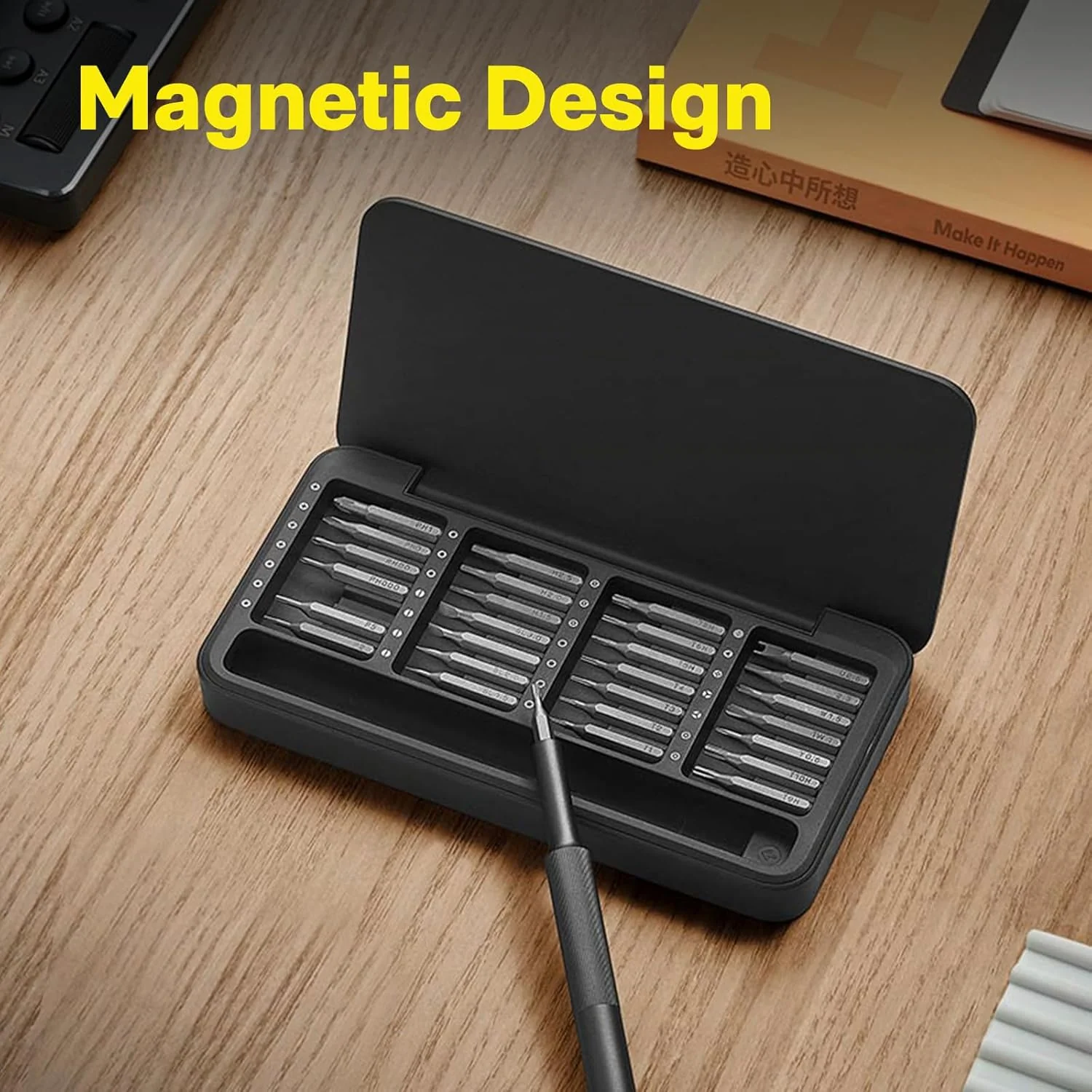 HOTO Precision Screwdriver Set 28-in-1 | Manual Magnetic Screwdriver with S2 Steel Bits & Storage Case | Portable Repair Tool for Phones, Laptops, Watches & Electronics (HTT0009GL / QWLSD009) - Image 4