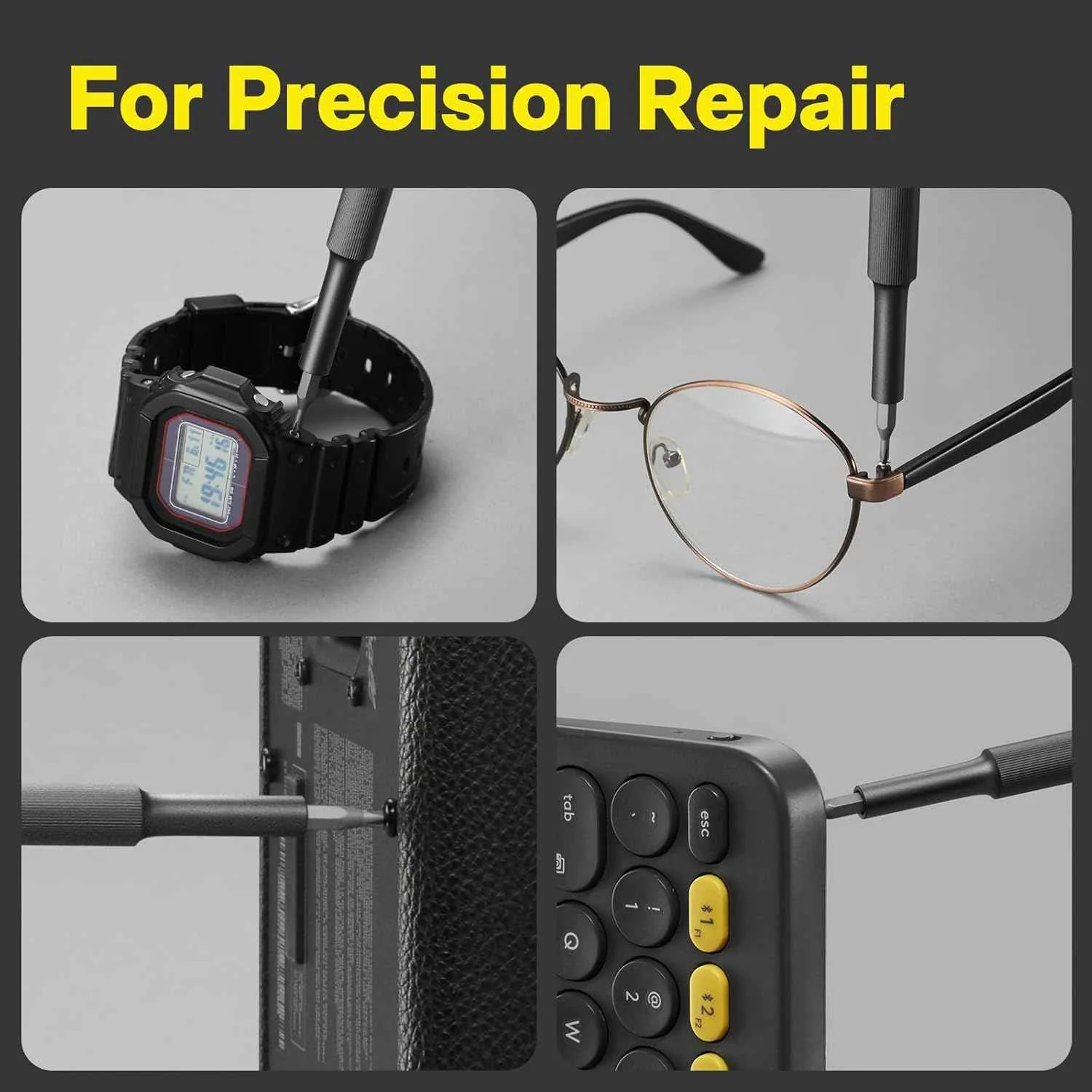 HOTO Precision Screwdriver Set, 28 in 1 Mini Screwdriver, Manual Screwdriver Tool Set, Magnetic Driver Bits Set, Magnetic Storage Box, Repair Tool Kit for Electronics(HTT0009GL / QWLSD009) - Image 7