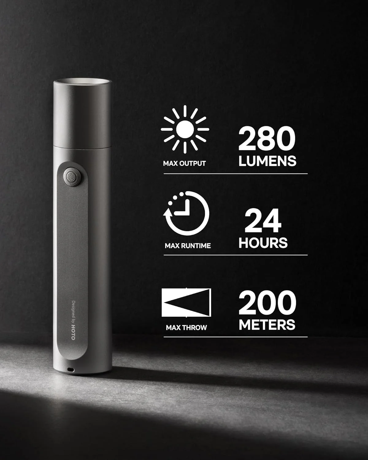 HOTO Rechargeable LED Flashlight 300 Lumens | USB-C Rechargeable, IP55 Waterproof & Dustproof Outdoor Torch – Camping, Emergency & Everyday Carry ( HTE0023GL/QWSDT003) - Image 8