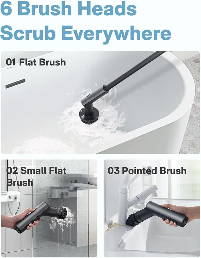 HOTO Replacement Brush Heads for Electric Spin Scrubber | Multi-Surface Cleaning Brushes | Durable & Easy to Replace | For Kitchen, Bathroom, Tiles & Grout (HFE0009GL / QWFGJ005) - Image 3