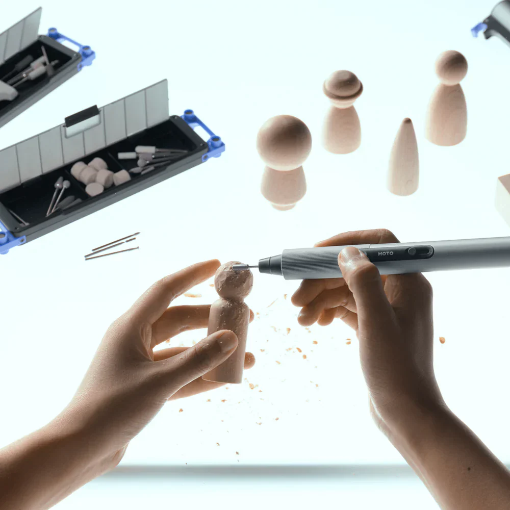 HOTO SNAPBLOQ™ R-A04 Mini Cordless Rotary Tool Kit | Brushless Motor 15,000–22,000 RPM | 38-Piece DIY Accessory Set for Engraving, Sanding, Polishing & Drilling (HFE0022GL / QWDMA001) - Image 3